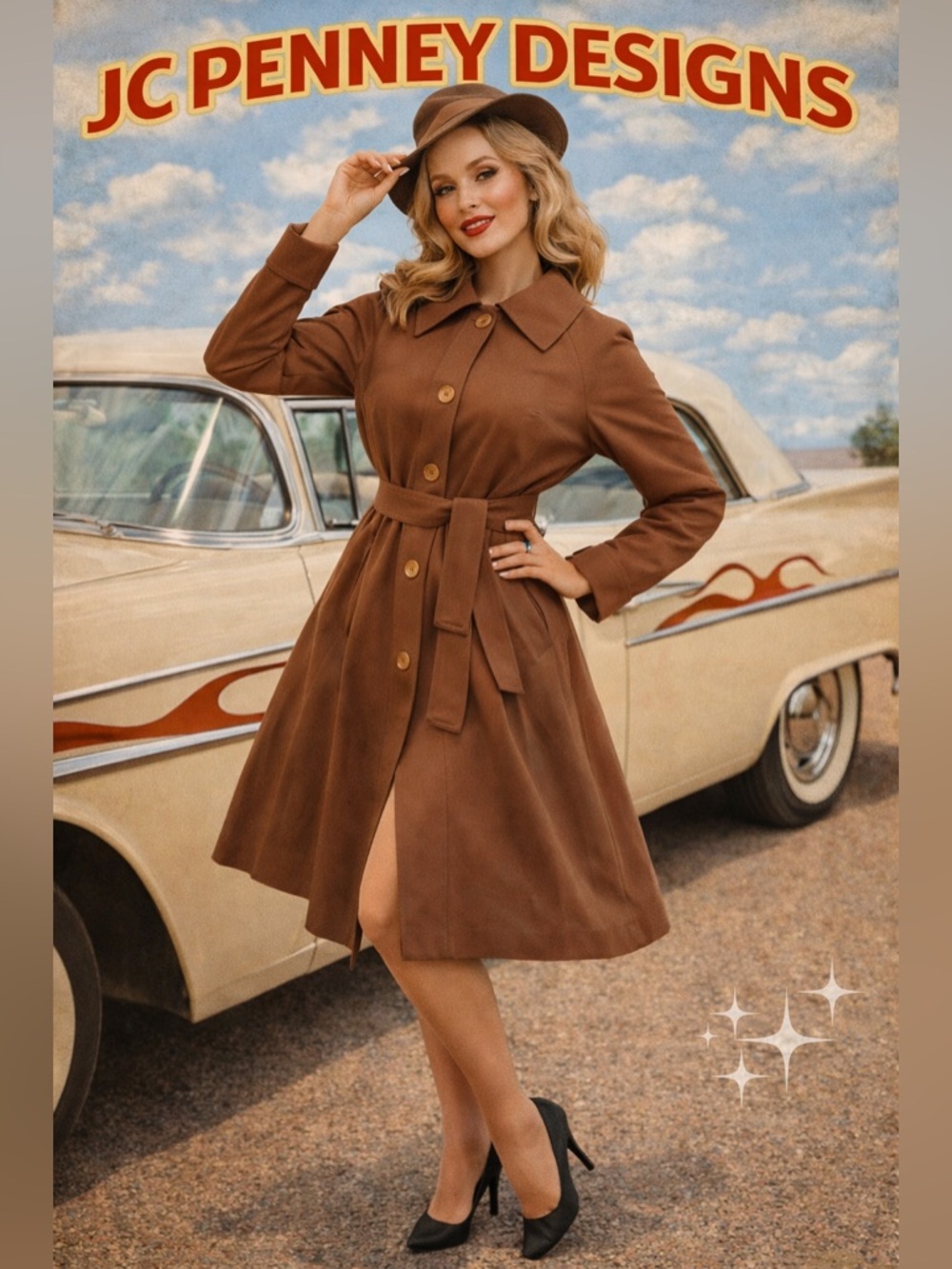 JC Penney Designs Brown Belted Trench Coat Beautifully made **TRUE Vintage**